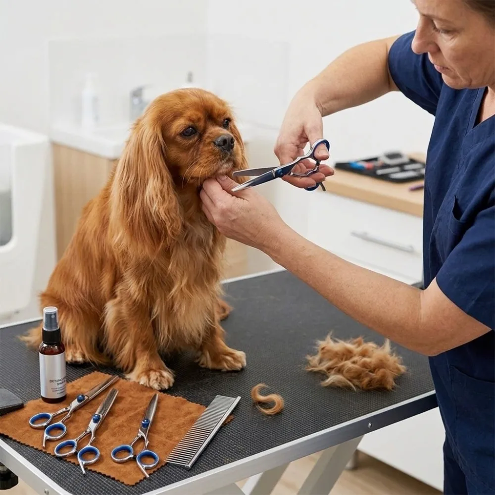 High-Grade Alloy Edge Pet Grooming Trimming Kit Ergonomic Handle Precision Tooth Notch Dog Hair Trimming Tools Curved Cut Edges