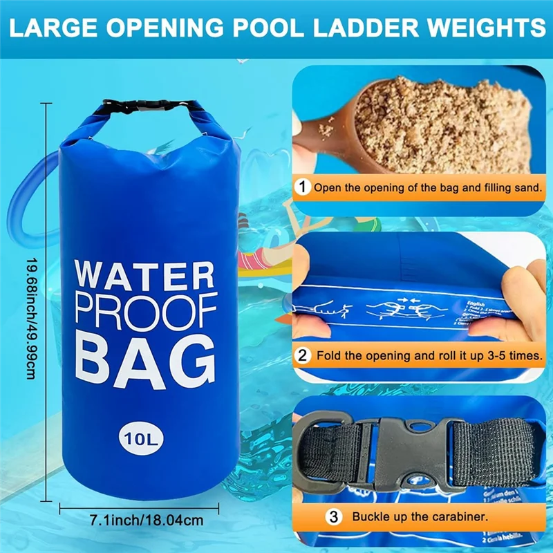 Pool Step Weights, Pool Ladder Weights For Above Ground Pools, Waterproof Sand Bags For Pool Steps 10Lx2pcs