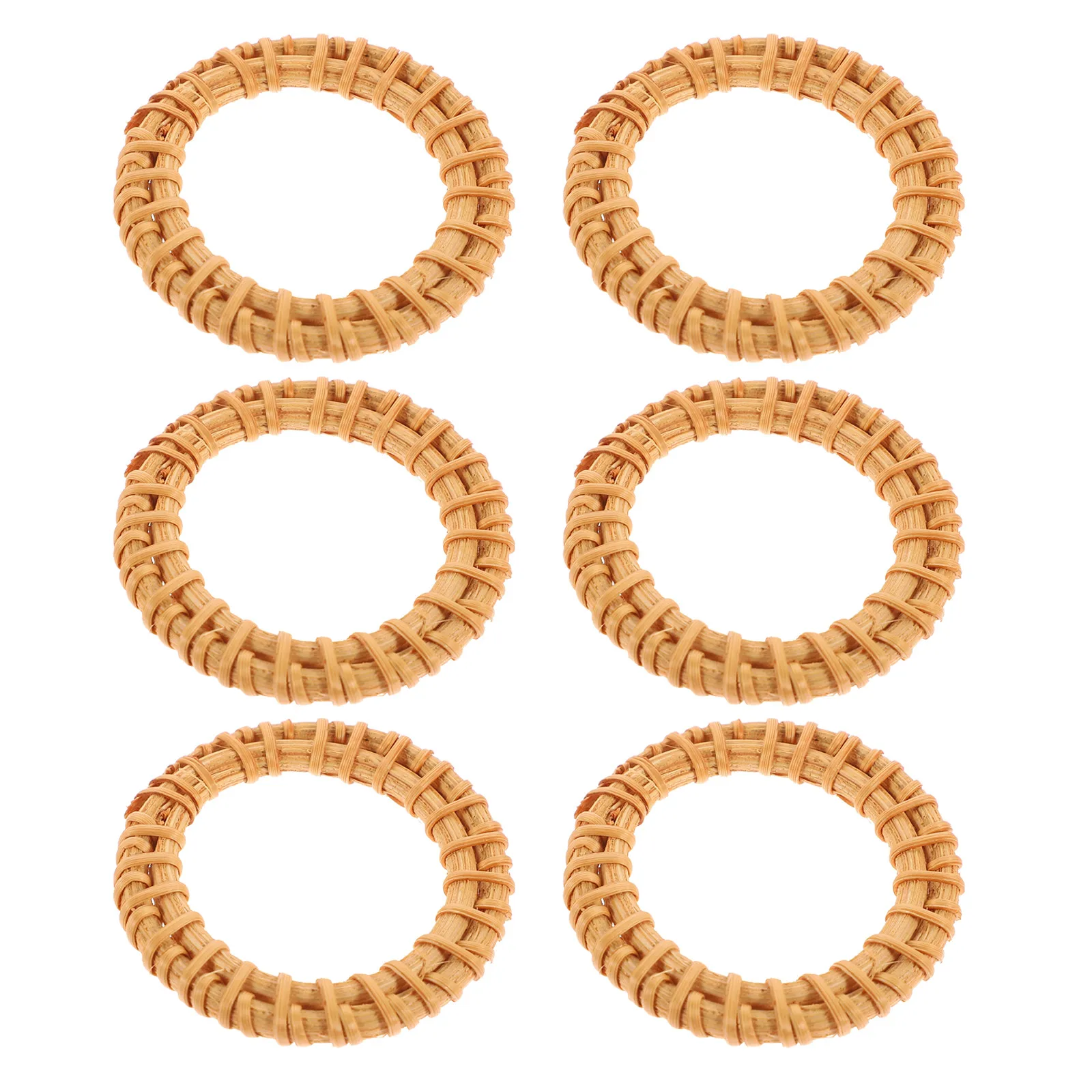 

6Pcs Beautiful Wooden Napkin Rings Rattan Napkin Holders Rustic Table Decoration Serviette Ring Dining Items
