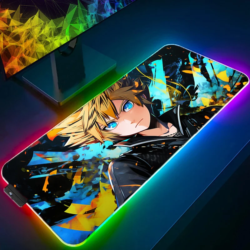 RGB LED Mouse Pads Desk Mat Protector Gaming K-kingdom H-hearts Mousepad Office Table Decor Keyboard Long Pad Computer Gamer Mat