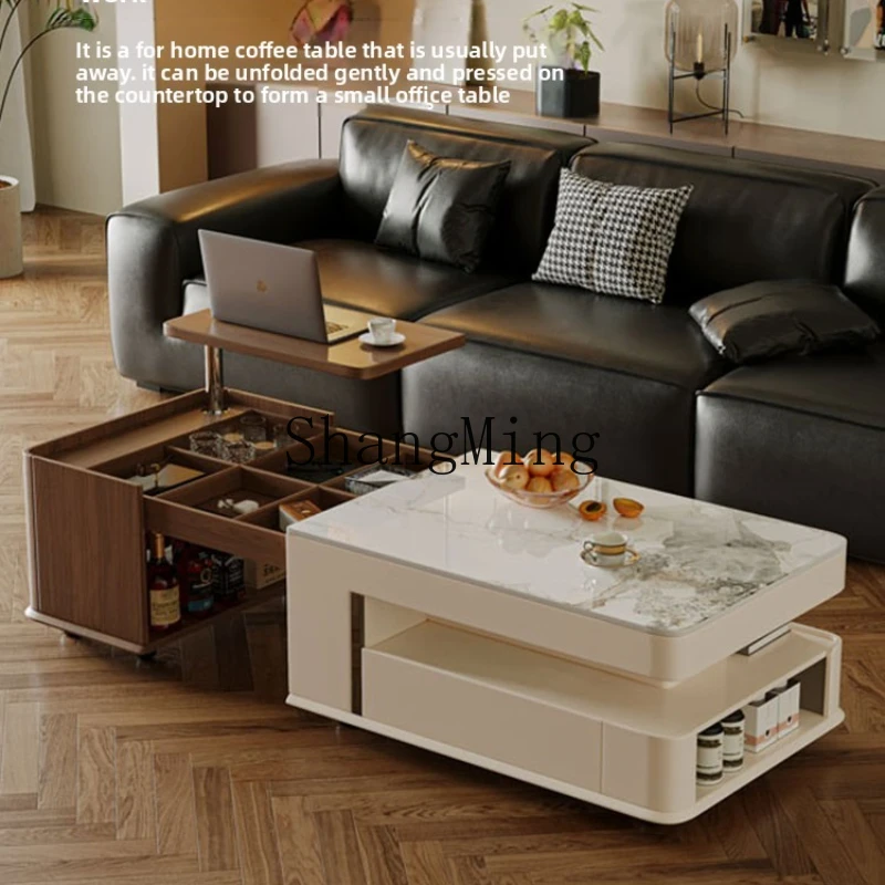 

WYX removable retractable rock slab coffee table household modern multi-functional lifting rectangular coffee table