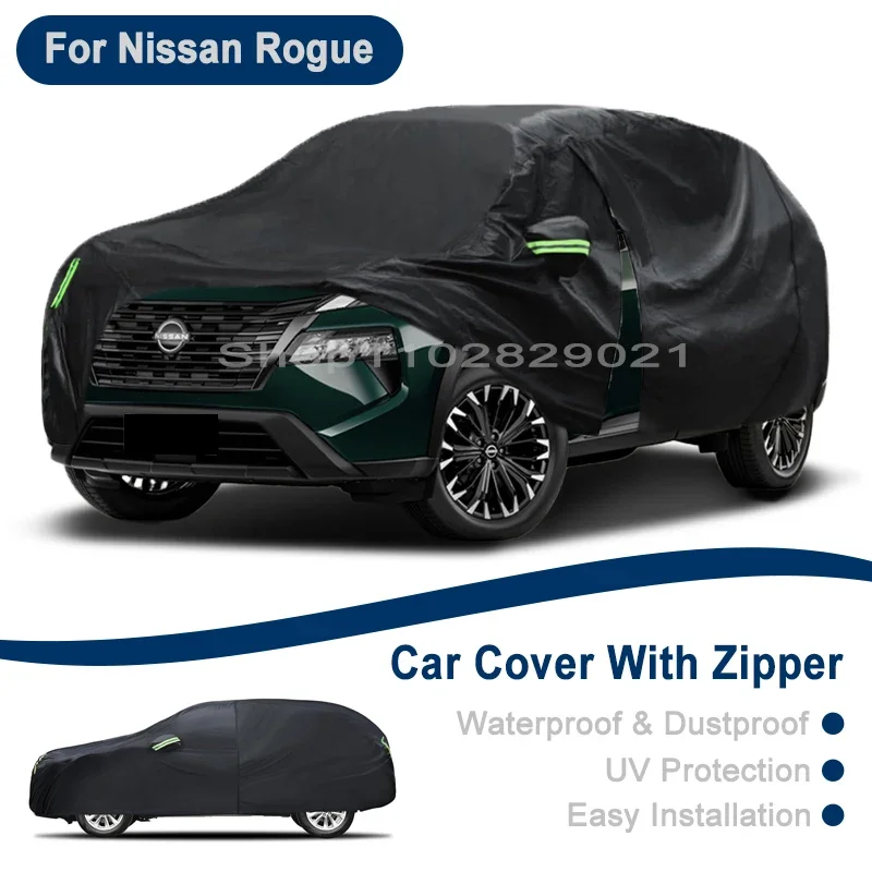 

Outdoor Full Vehicle Cover For Nissan Rogue - Side Zipper Design, Waterproof Dustproof Sun Protection Car Cover