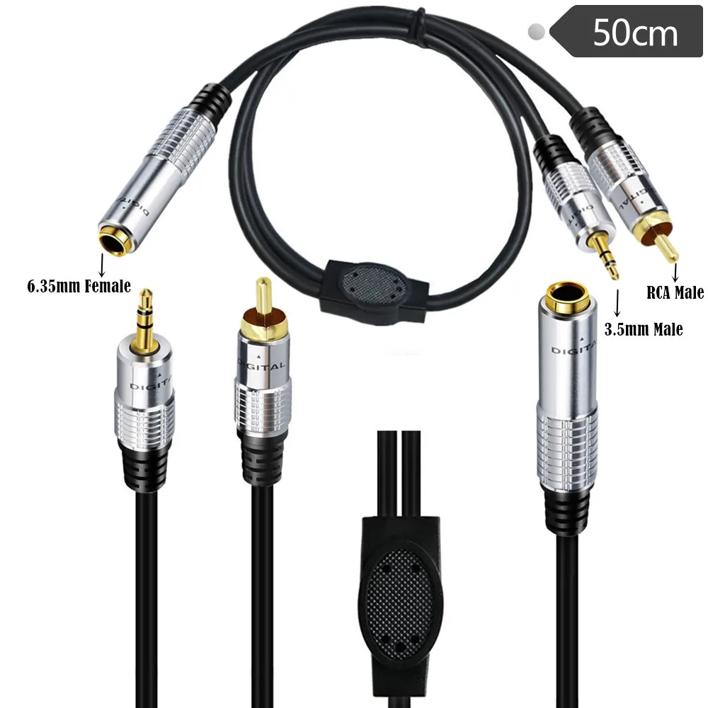 Combination  6.35mm Bus To RCA Male 6.35 Audio Cable 3.5mm Bus To 6.35 Large Three Core 6.5 Extension Cable