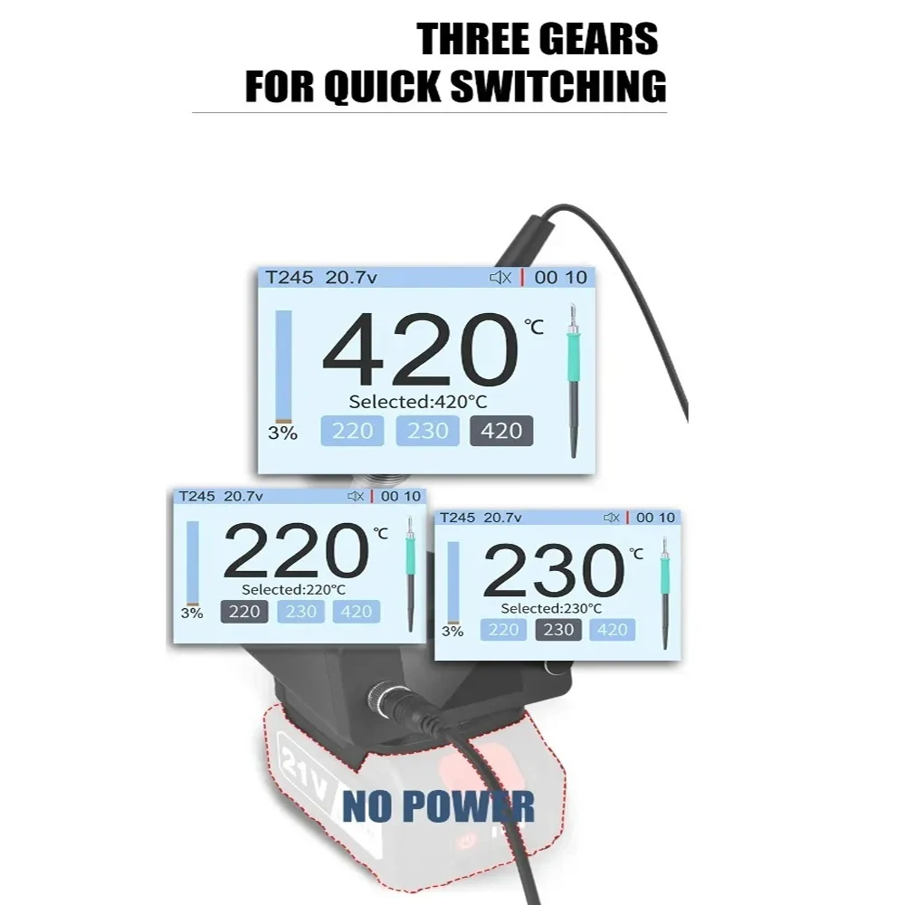 4-in-1 H4 Battery Soldering Station w/ Auto Sleep & Energy Saving, Compatible w/ T12/C210/C245/C155 Tips for Makita Tools