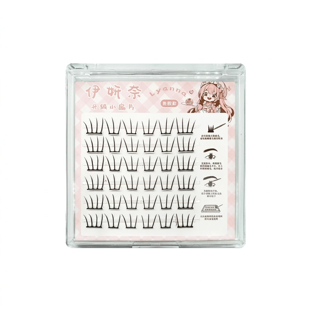 6rows Natural Kpop Style False Eyelashes Segmented Curling Manga Eyelash Girl Group Self Adhesive Curl Volume Lash Extension Kit