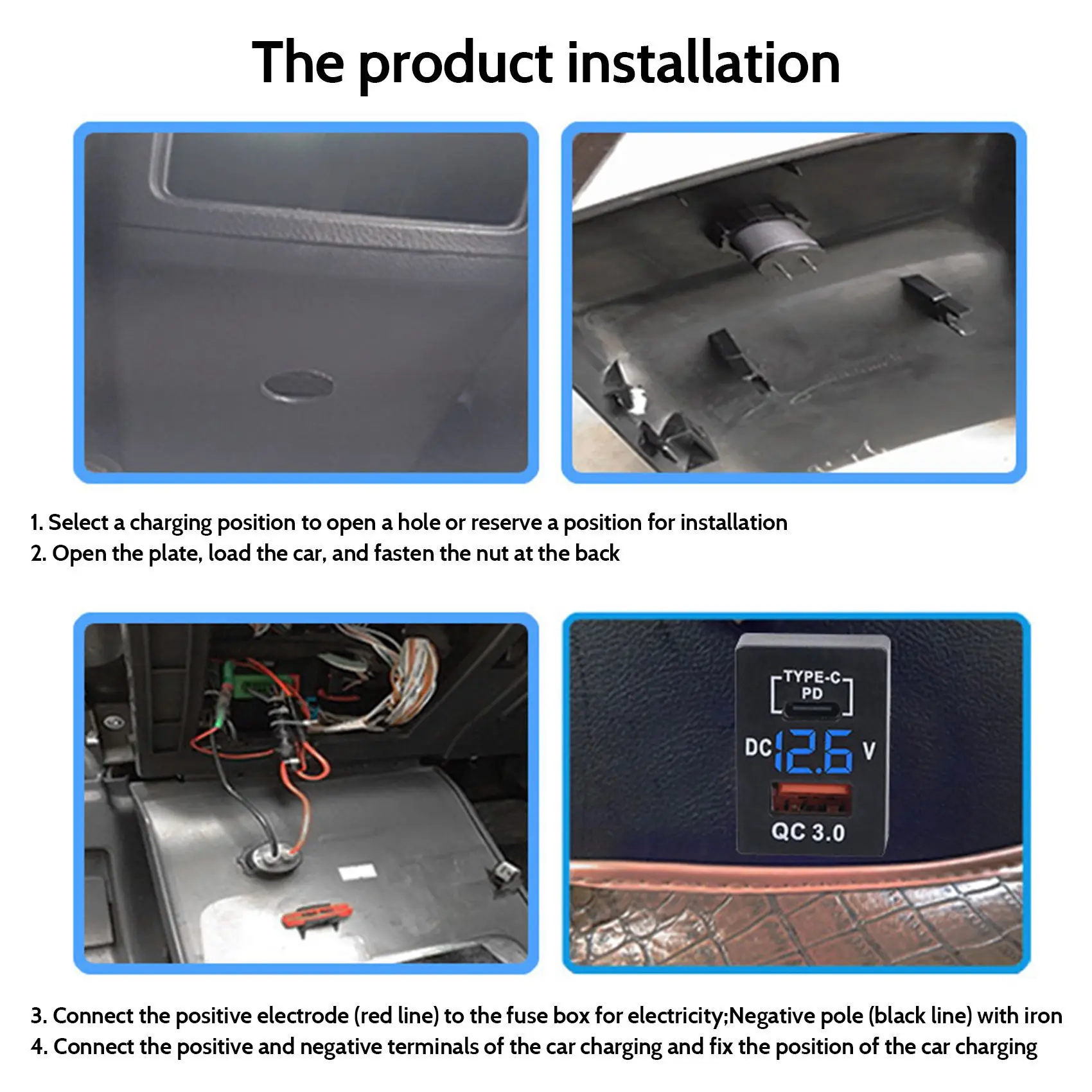 

A58X-New QC3.0 USB Car Socket PD Type-C With LED Digital Voltmeter For New Toyota Quick Charge