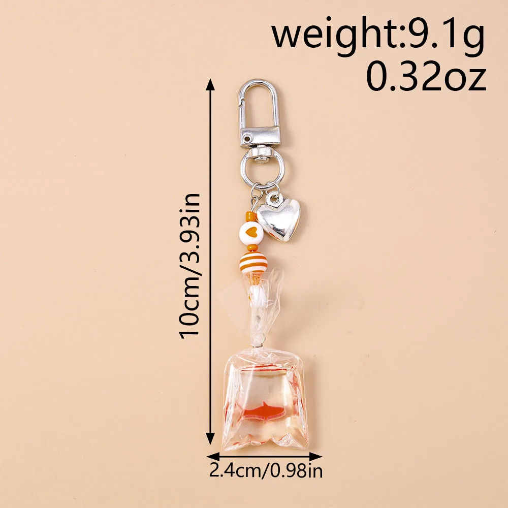 Aihua Kreative Harz-Wasserbeutel-Goldfisch-Schlüsselanhänger für Damen, Handtaschenanhänger, Schlüsselring, DIY, niedlicher Handyriemen, Schmuckgeschenke – Detail 1