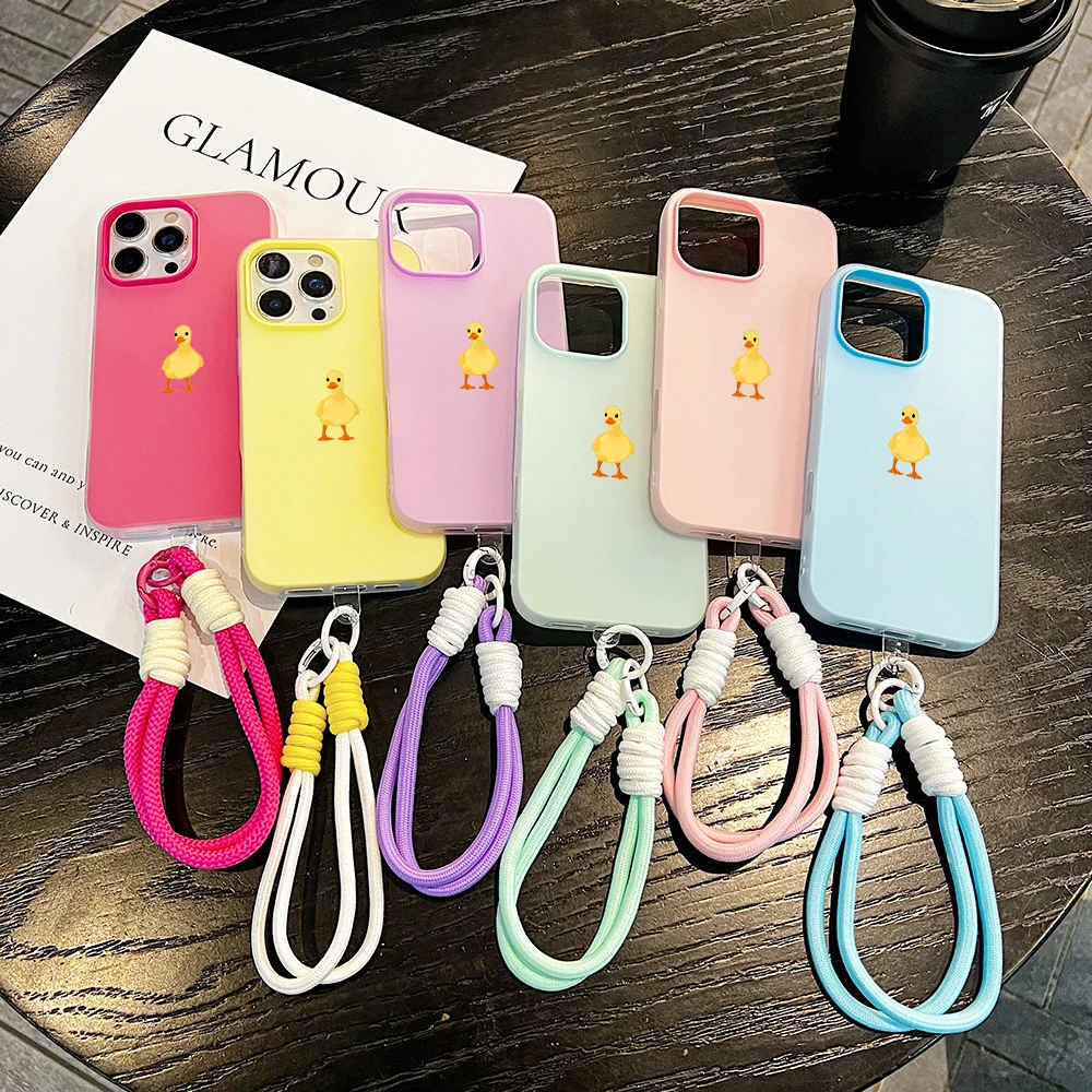 Cute Little Duck Jelly Phone Case For Samsung Galaxy S26 Ultra S25 S24 S23 S22 FE Plus A56 A55 A36 A35 A34 Soft Detachable Strap view 5