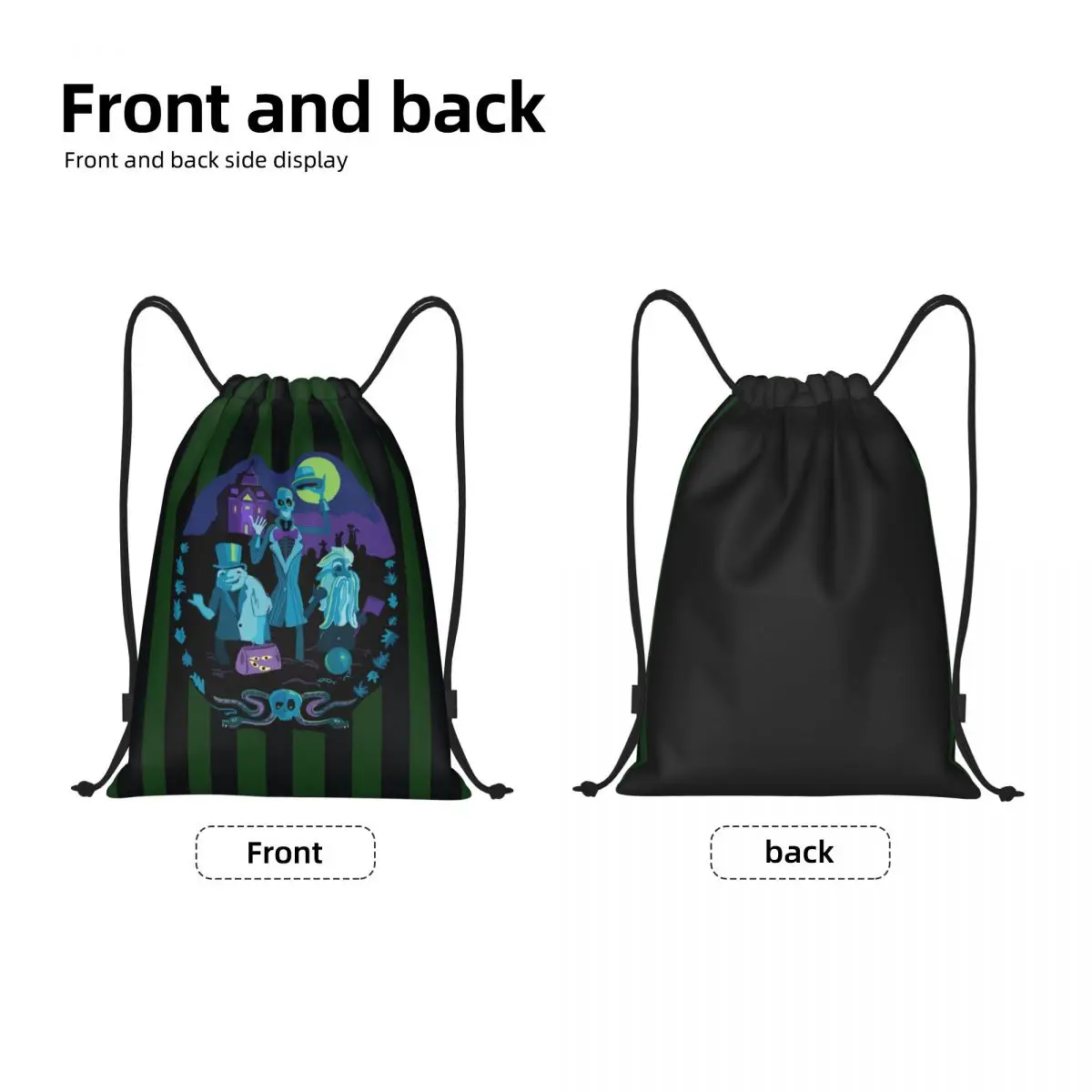 Haunted Mansion Drawstring Backpack Sports Gym Bag for Men Women Halloween Ghost Shopping Sackpack