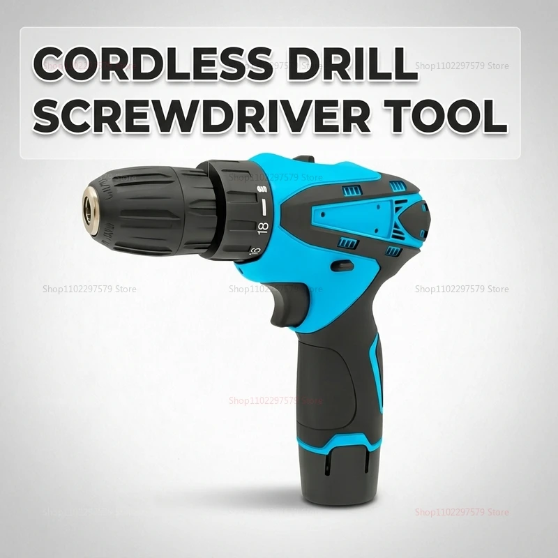12V Cordless Electric Drill Kit Compact Wireless Power Tool with Lithium-Ion Battery for Home DIY Repairs Renovation Woodworking