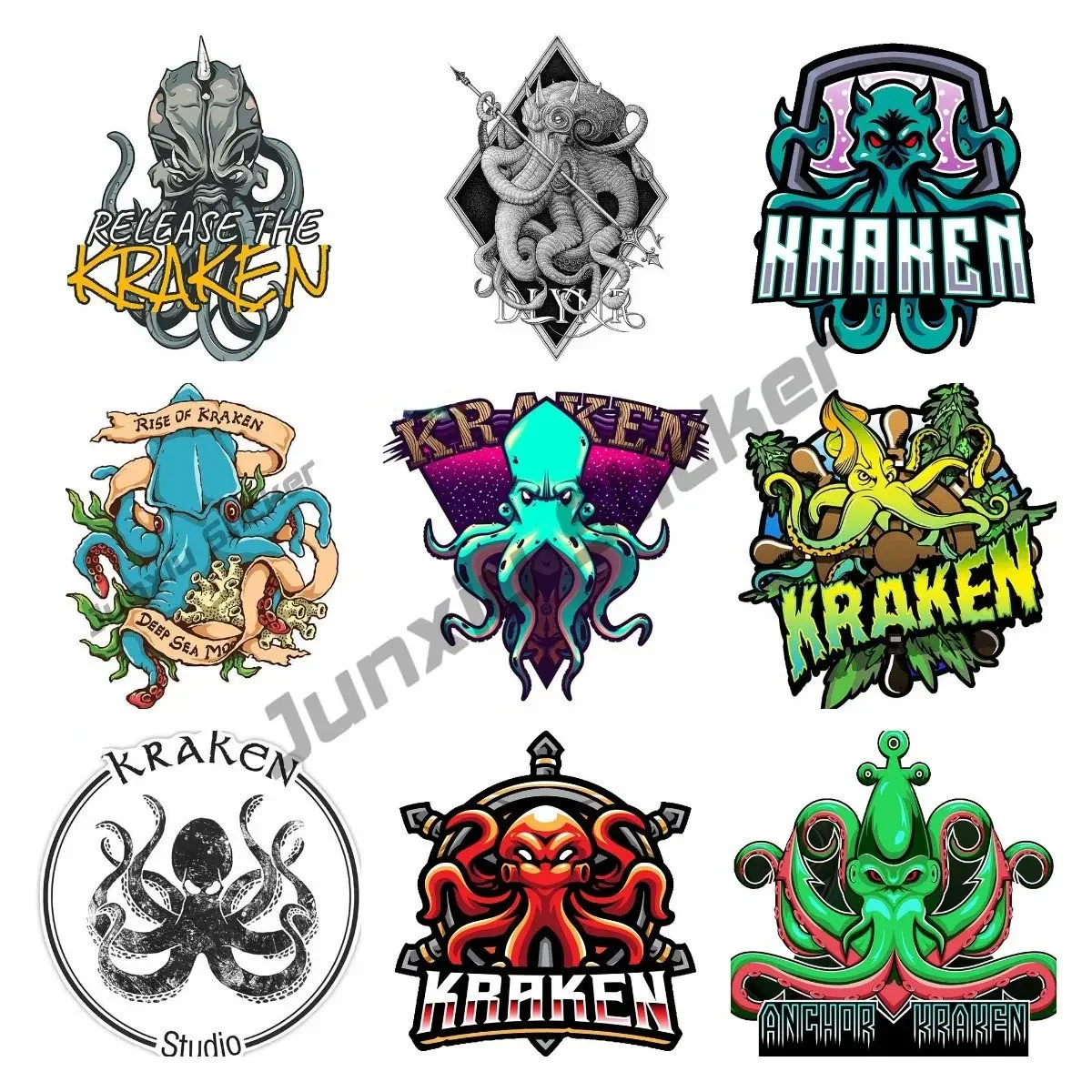 

Kraken Norwegian Cartoon Cute Refrigerator Jiu-Jitsu Belt Waterproof Stickers Octopus Cartoon Surfboard Decor