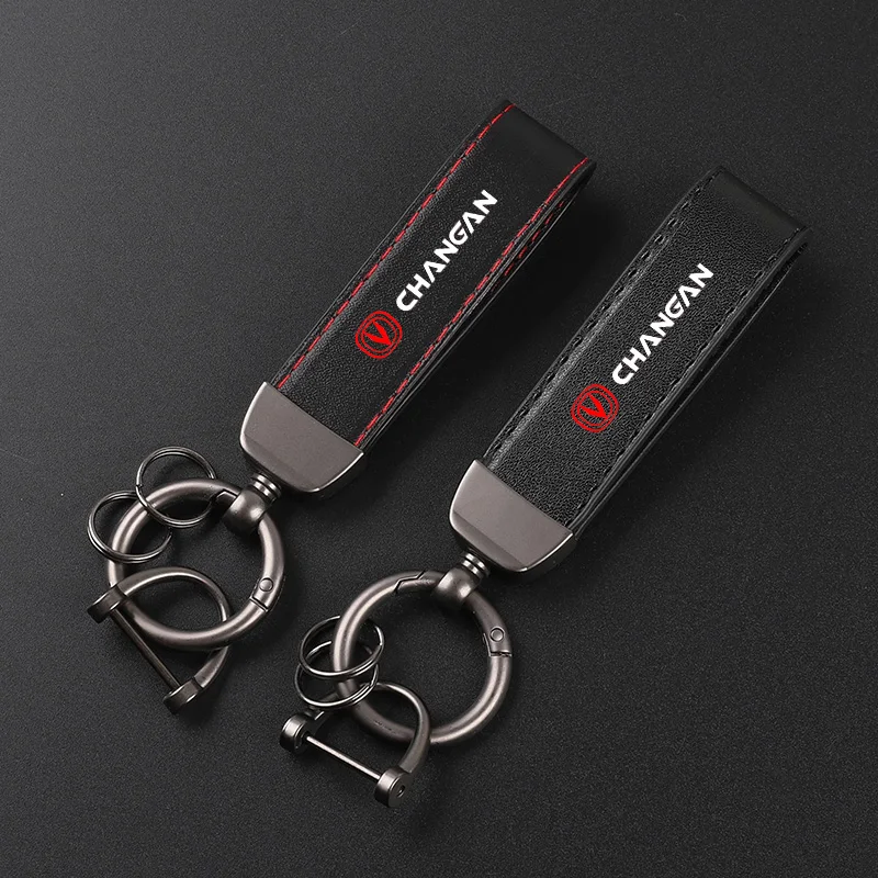 Deluxe Leather Keychain with Car Badge Keychain Pendant For Changan CS75 PLUS CS95 CS35 PLUS Alsvin CS15 CS55