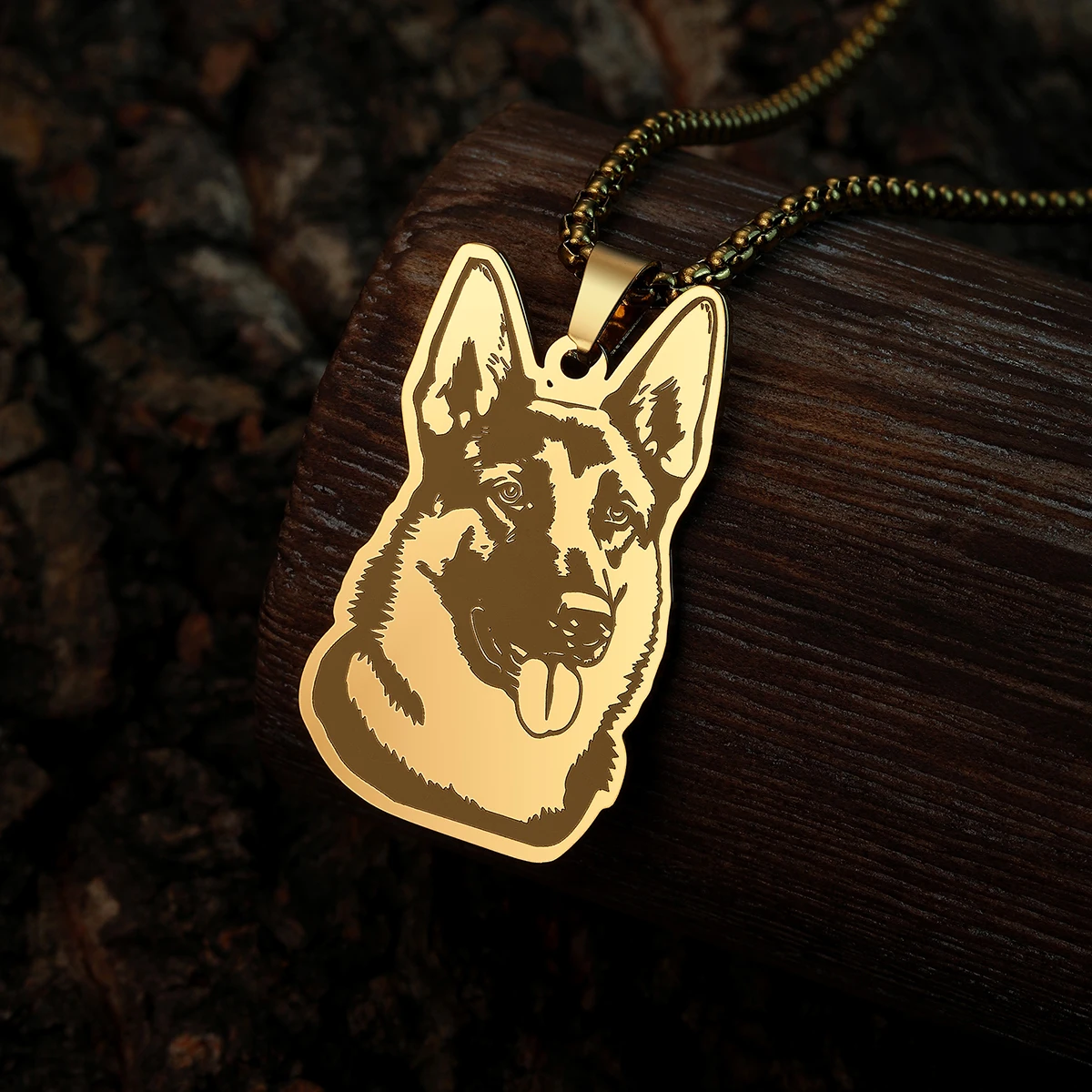 Chandler Stainless Steel Cartoon German Shepherd Necklace Pendant Simple Jewelry Animal Charm Birthday Party Chain Choker
