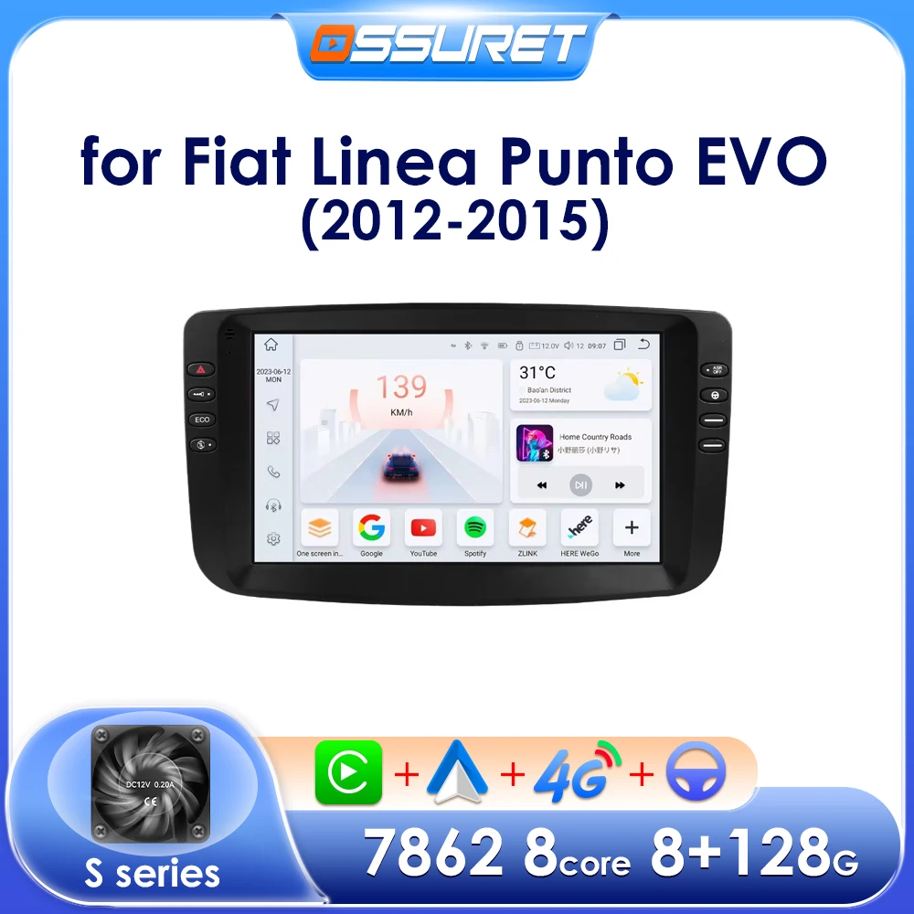 Android Radio Auto Multimedia CarPlay für Fiat Punto EVO Linea 2012-2015 Android Auto Audio 7862