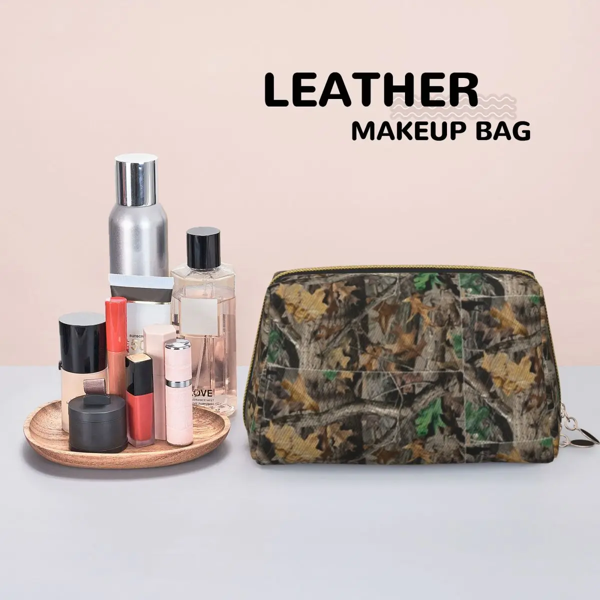 Real Tree Hunting Camo Camouflage Military Women Cosmetic Bag Travel Makeup Organizer Pouch Toiletry Storage Dopp Kit Box