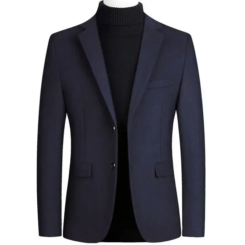 New Men's Wool Blazers Male Suit Jacket Oversized Solid Business Casual Winter Jacket Men Clothing Wedding Suit Coat 4XL