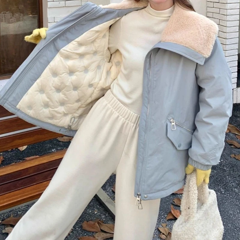 

Lambswool Lapels Cotton-padded Jacket Women's Long Coat 2025 Winter Women's Jacket Top