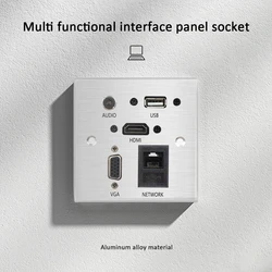 Multimedia wall/desktop socket compatible with high-definition HDMI，VGA, USB, network, information, audio signal interface panel