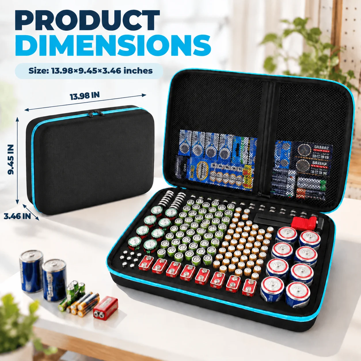 Battery Organizer Storage Case Box with Tester Checker, 220+ Batteries Holder Bag fits for AA AAA AAAA 9V C D Lithium 3V LR44