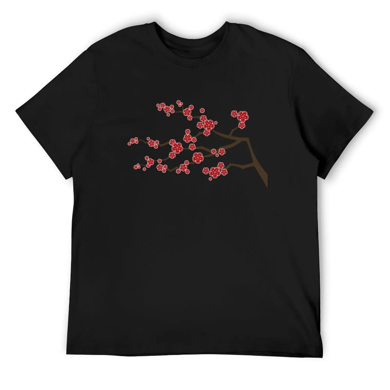 

Red Oriental Cherry Blossoms On Ivory | Zen Japanese Sakura Flowers  fatfatin T-Shirt blue lock custom shirt Men's t-shirts