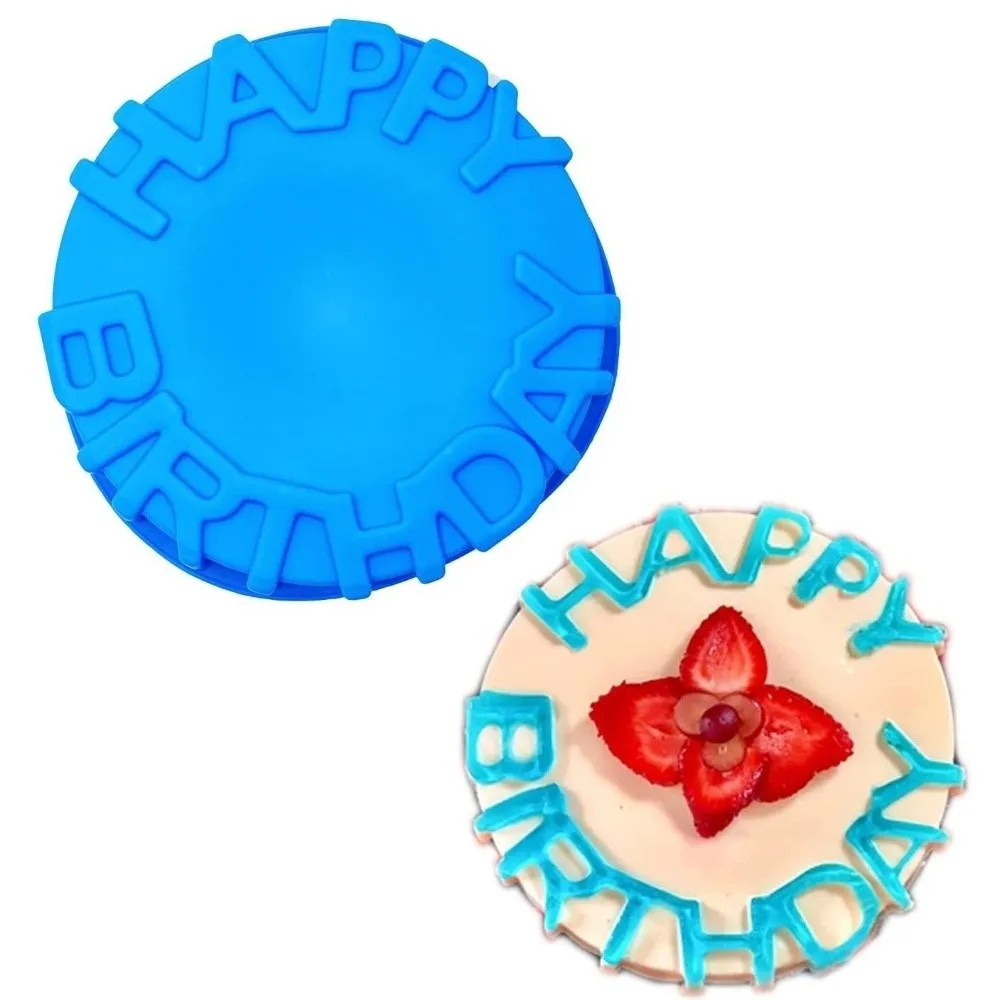

Hot Happy Birthday Birthday Cake Molds Silicone Round Cake Pan Tools Reusable Durable Cake Baking Tray Mold