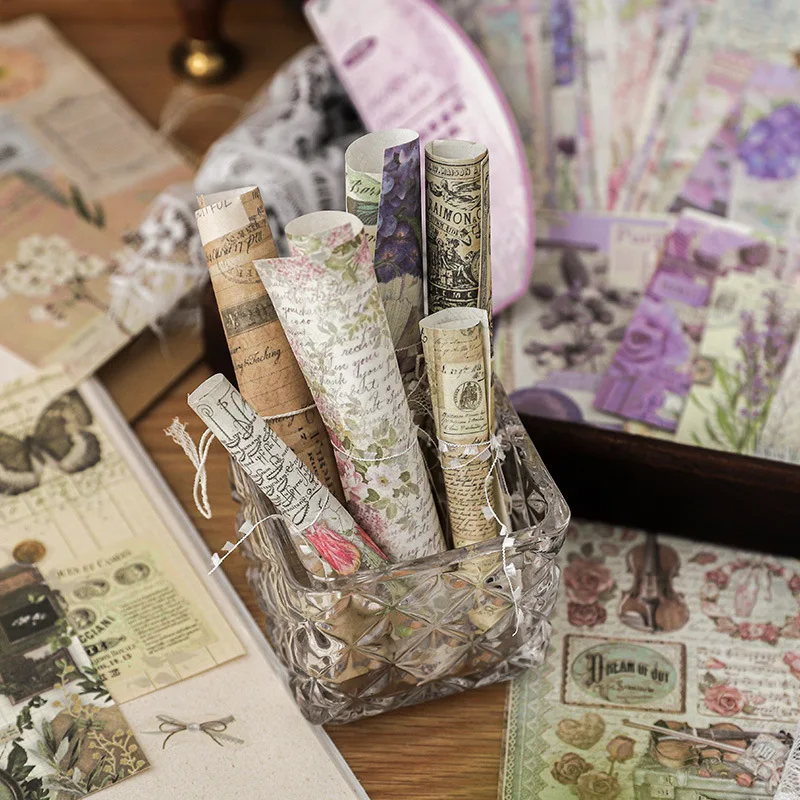 Past Stories Series Vintage Plant  Flower Landscape Material Paper Creative DIY Junk Journal Collage Scrapbooking Stationery