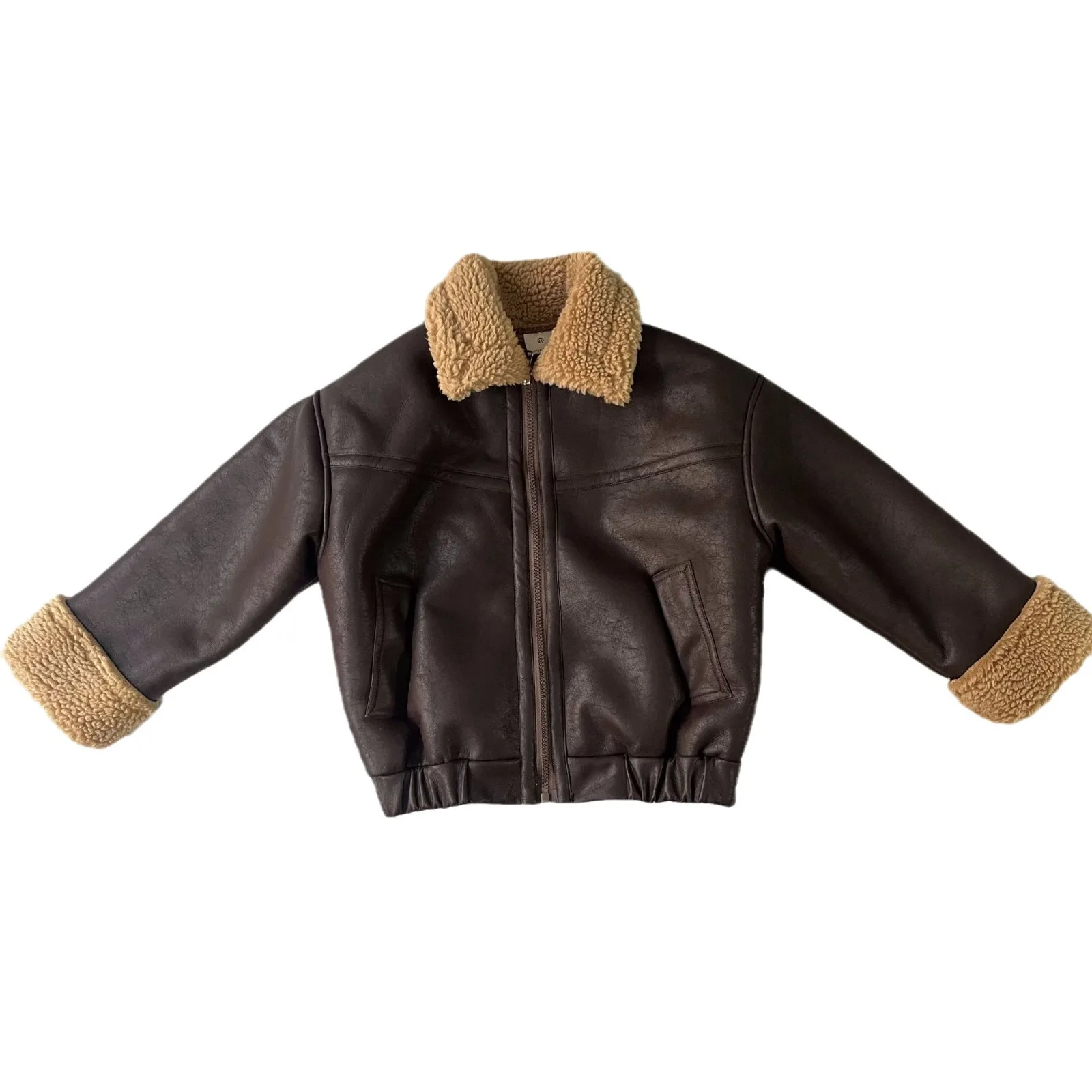 New Korean children's clothing for autumn and winter, boys' and children's Mirad, dark brown fur one-piece short jacket jacket