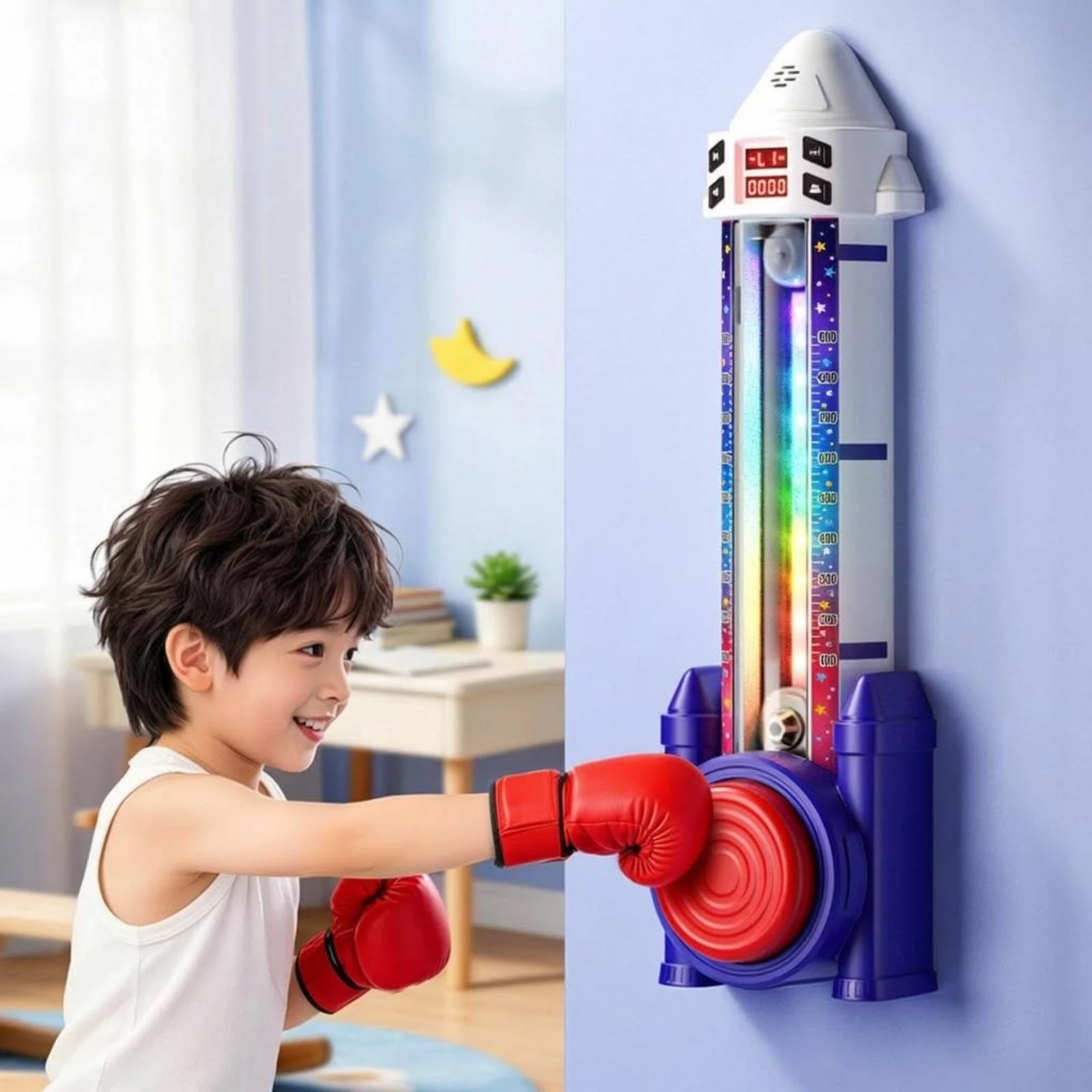 Wall-Mounted Boxing Game Machine Multicolor Children's Boxing Coach Sports Toy Space Saving for Home