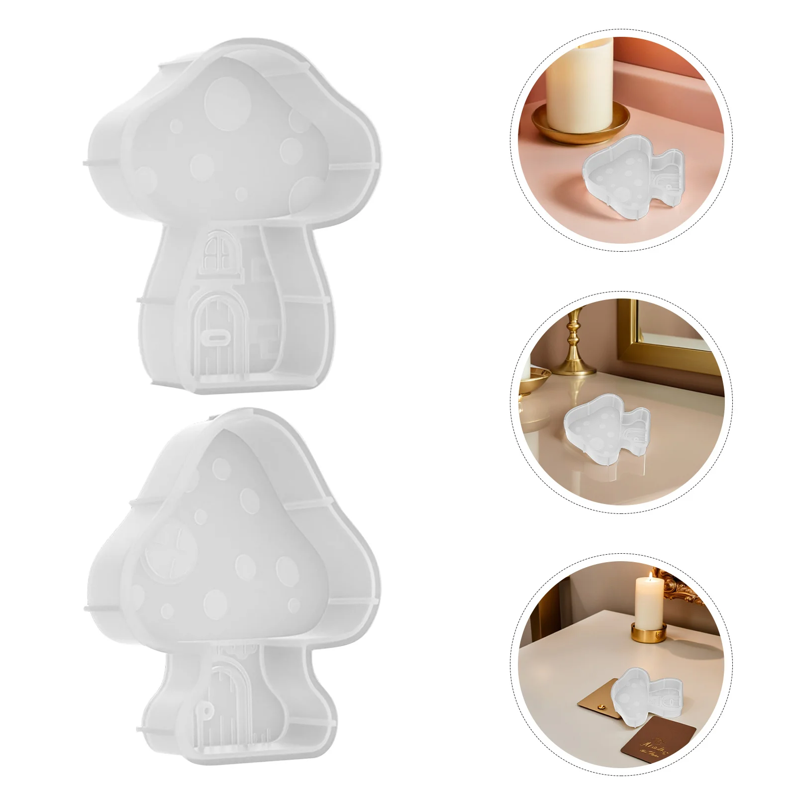 

2Pcs DIY Mushroom House Silicone Mold for Wax Casting Creative Handmade Home Decoration Supplies 3D Mushroom Mold