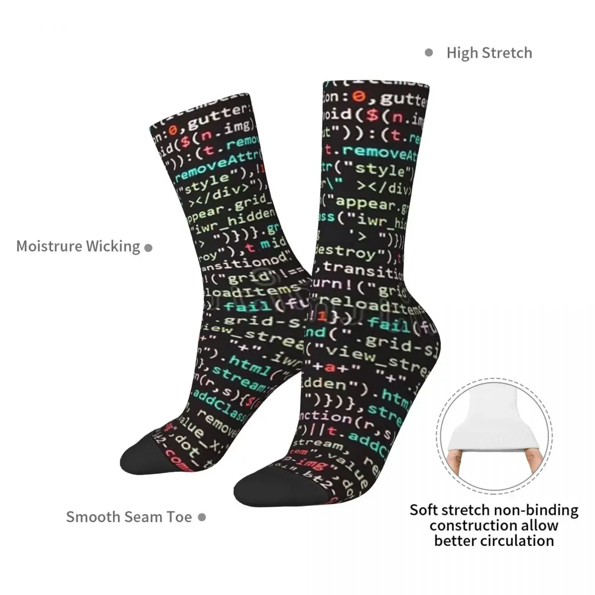 Java Script Code Socks Harajuku Super Soft Stockings All Season Long Socks Accessories for Unisex Gifts