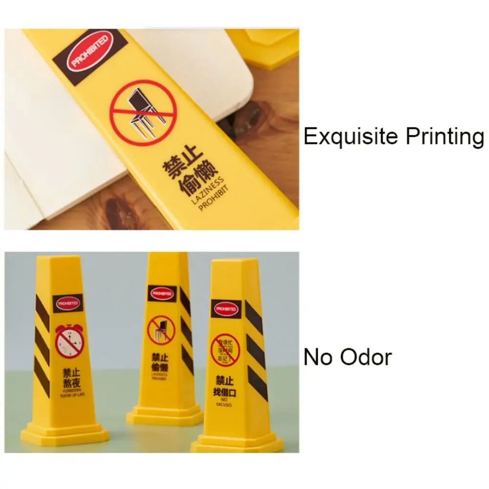 Warning Sign Pen Holder Plastic Large Capacity Stationery Storage Box Reflective Cone Desktop Ornament for Kids Gift