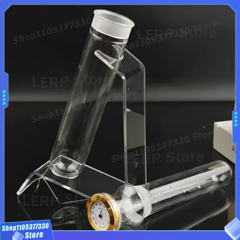 Portable Glass Cigar Tube with Hygrometer Sealed Aromatherapy Seasoning Container for Alcohol Curing Glazed Ornament Storage