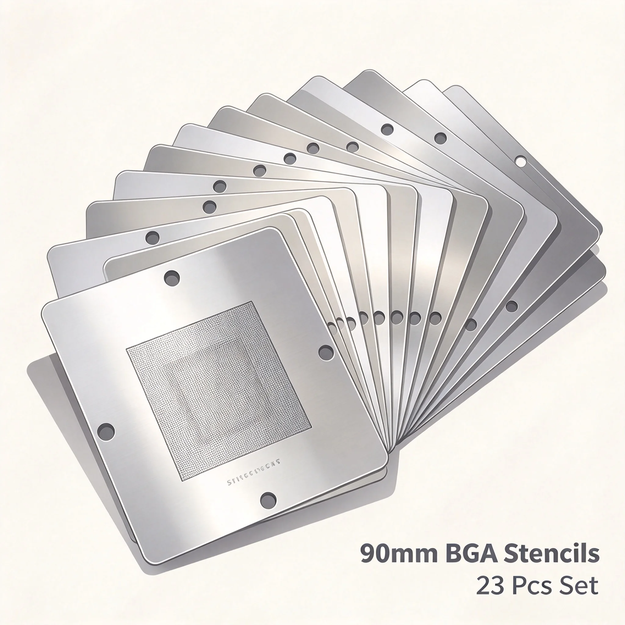 90MM Game Console BGA Reballing Tool Kit 23 Pieces, IC Chip Reballing Stencils for XBOX360 PS3 WII Motherboard Rework Repair
