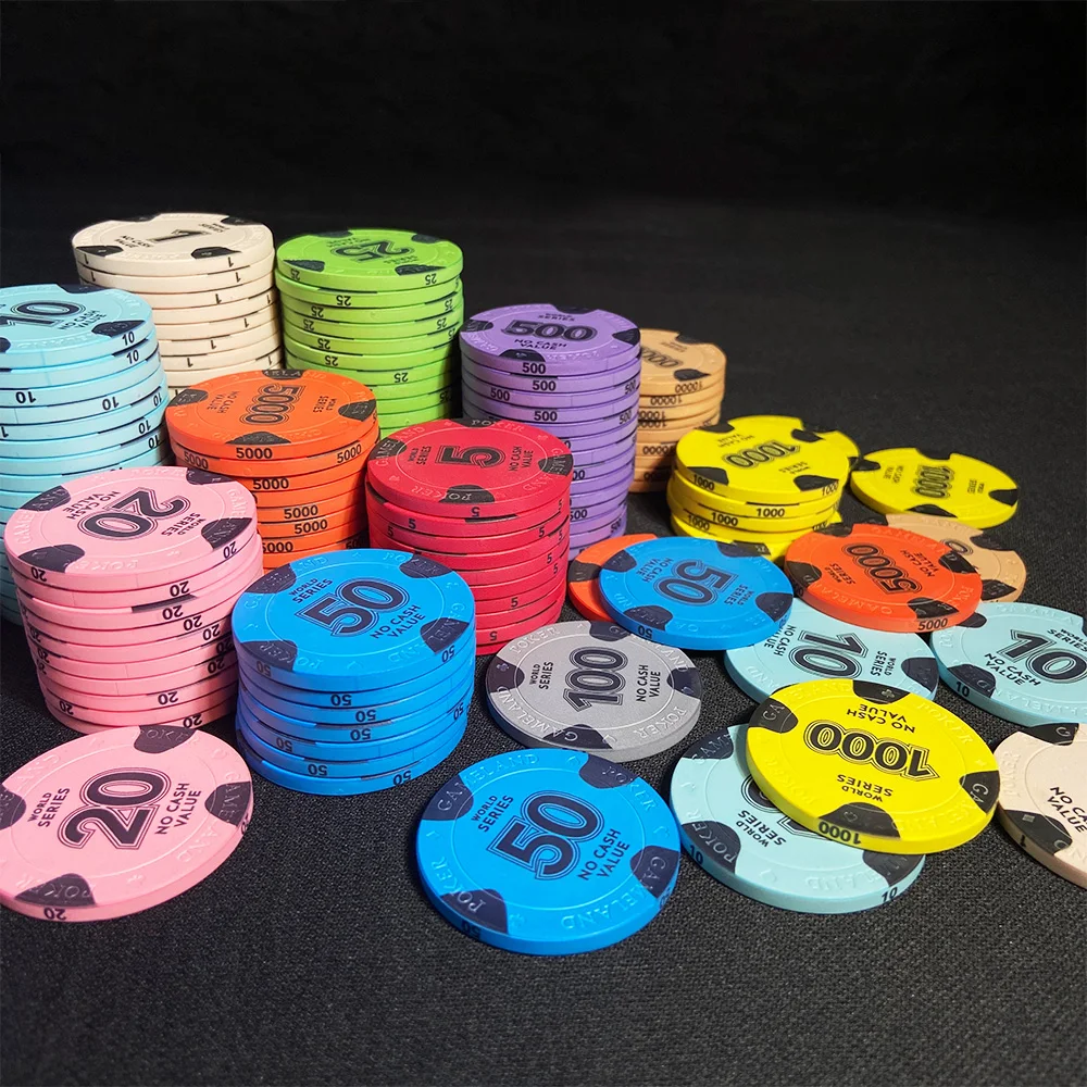 10PCS 40mm Ceramic Chips Engraved Craftsmanship & Multi-color Texas Hold\'em Poker Chip Coins Entertainment Party Game Scoreboard