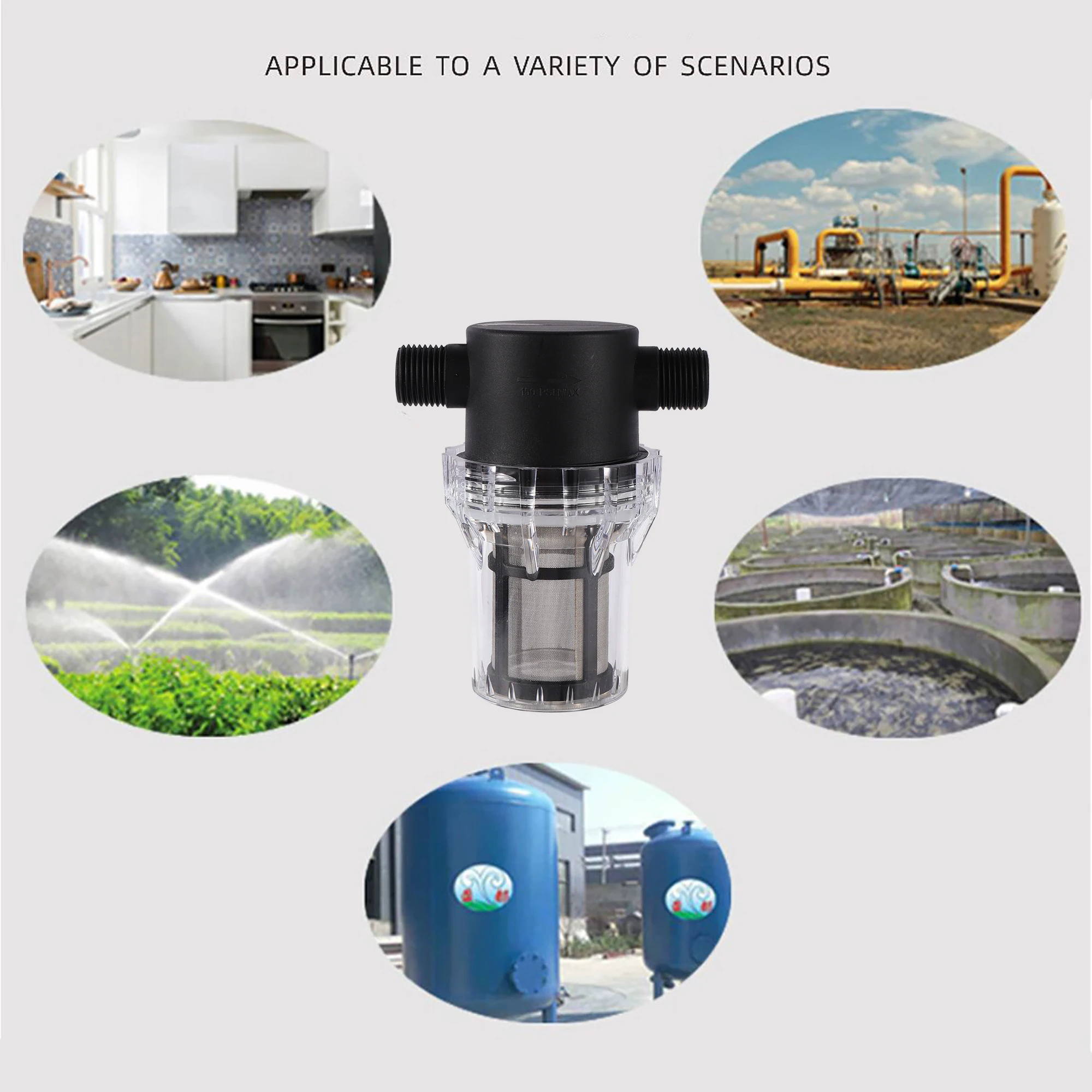 1/2\'\' 3/4\'\'  Garden Watering Filter Pond Irrigation Filter Aquarium Fish Tank Water Pump Strainer 80 Mesh Filter Screen  Filter