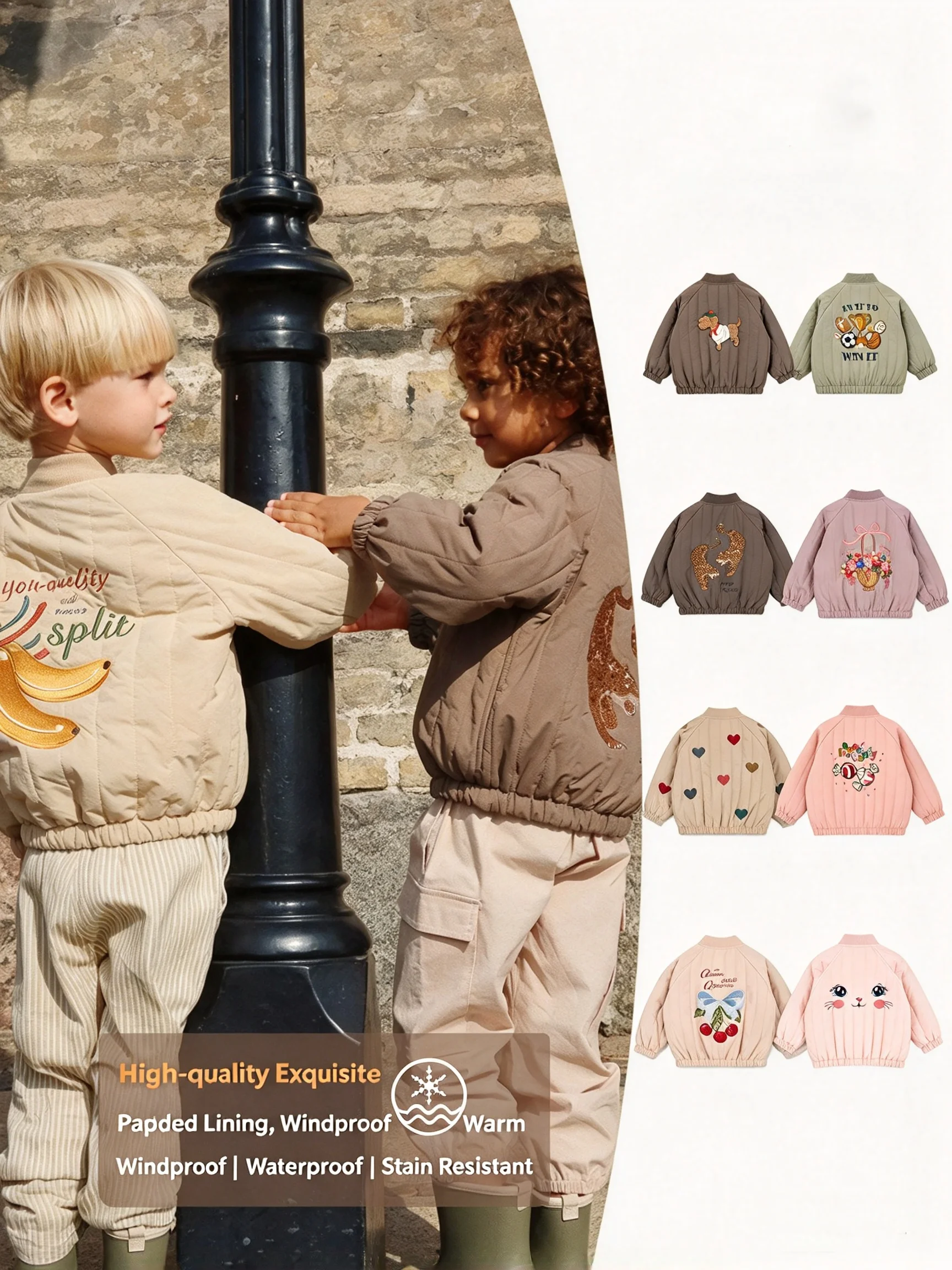 2026 KS Baby Girls Cartoon Candy Jackets Winter Kids Clothes Girls Lambswool Jackets Outerwear Coats Toddler Flight Suit Jacket
