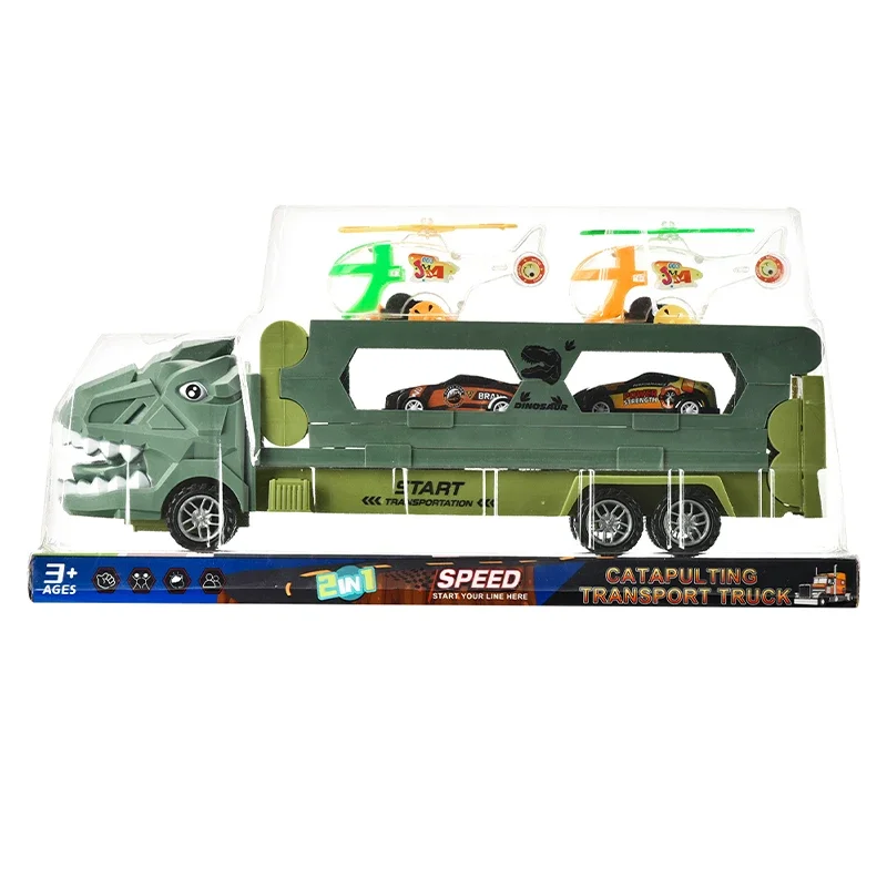 سيارة Transformer Dinosaur Track Launcher - 2 في 1، تصميم قابل للطي، مزيج من Triceratops، T-Rex، وأنماط المتسابق، للأعمار من 3 سنوات فما فوق