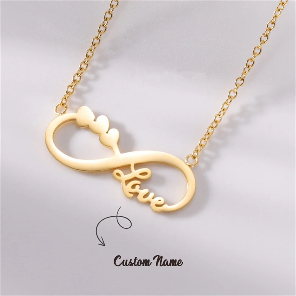 

Boho Infinity Love Heart Statement Necklace Stainless Steel Jewelry Custom Name Necklaces For Women Collares Wedding Gift