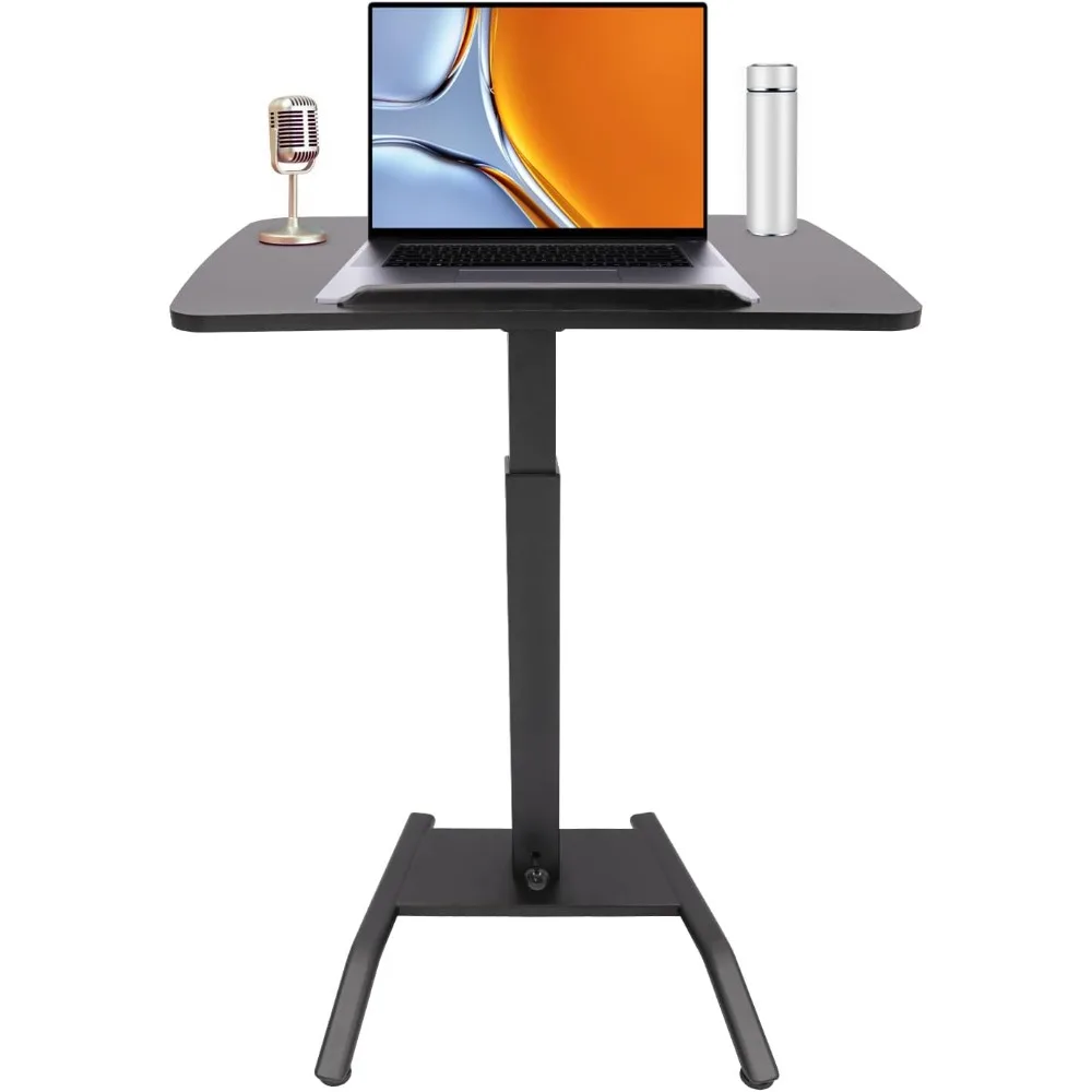 

Adjustable Rolling Desk,Black Rolling Podium Desk Standing Lifting Computer Desk with Adjustable Height and Angle,Movable and Lo