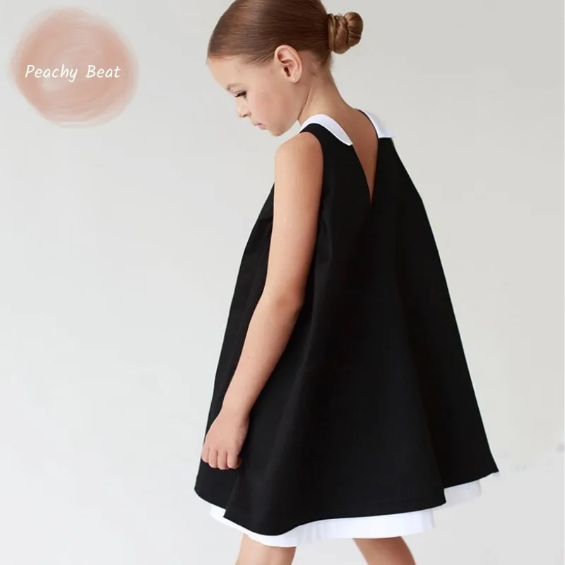 

Fashion Baby Girl Princess New Vest Dress Sleeveless Toddler Teens Child Lapel Vestido Birthday Party Summer Baby Clothes 2-14Y