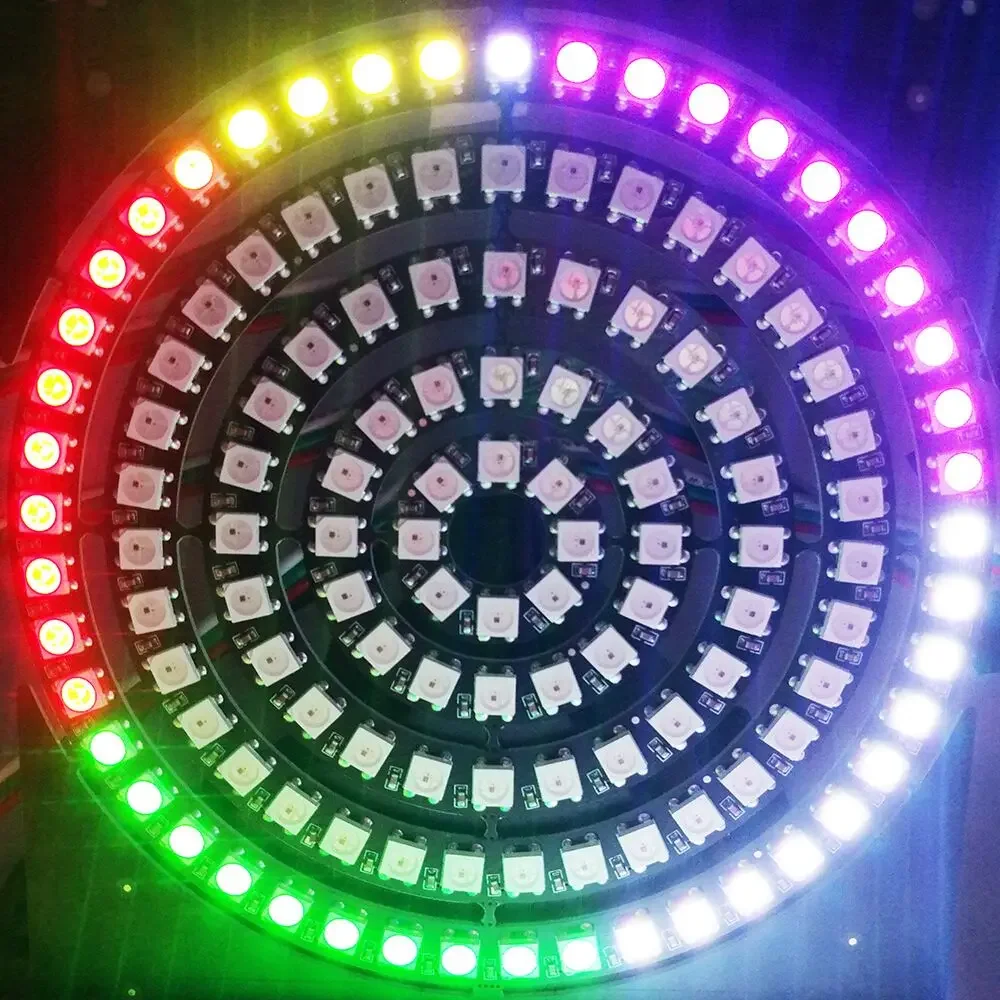 DC5V WS2812B Led Digital Panel Matrix Flexible Screen 8*8 16*16 8*32 5050 RGB WS2812 Ring Individually Addressable Pixels
