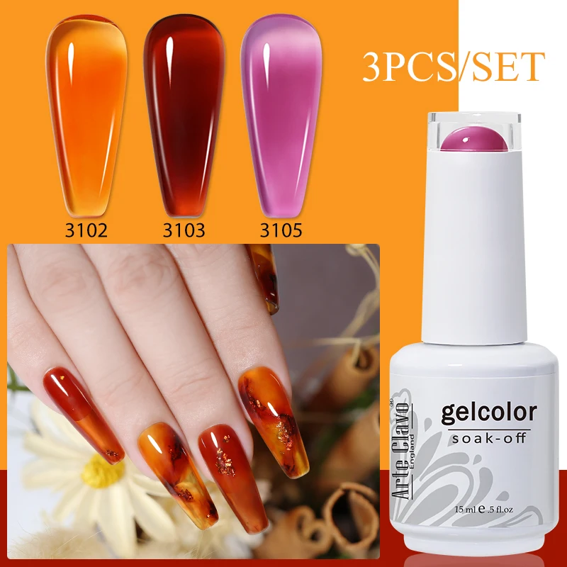 Arte Clavo 3PCS Set Gel Nagellack Frühling Sommer Gelee Farbe Nail art DIY Semi Permanent Polnischen Maniküre Soak Off UV Nagel Gel