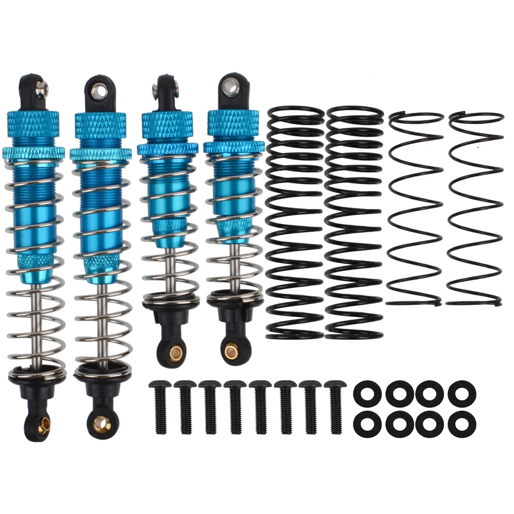 Aluminium Front Rear Shocks Damper Kit for 1/10 Tamiya TT-02B DT-02 DF-02 Top Force RC Buggy Car Chassis Upgrade Parts - Blue