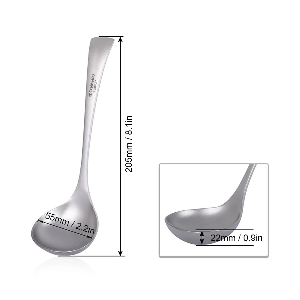 Titanium Spoon Thickeness Tableware Porridge Stew Sauce Deep-bowled Ladle Scoops Cooking Kitchen Long Handle Soup Spoon