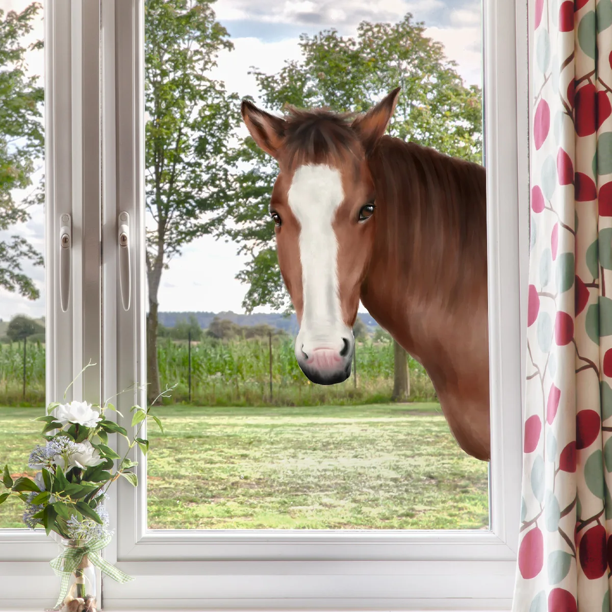 

30*40cm Cartoon Animal Horse Wall Sticker Living Room Window Sticker Children's Room Decoration Electrostatic Wall Sticker