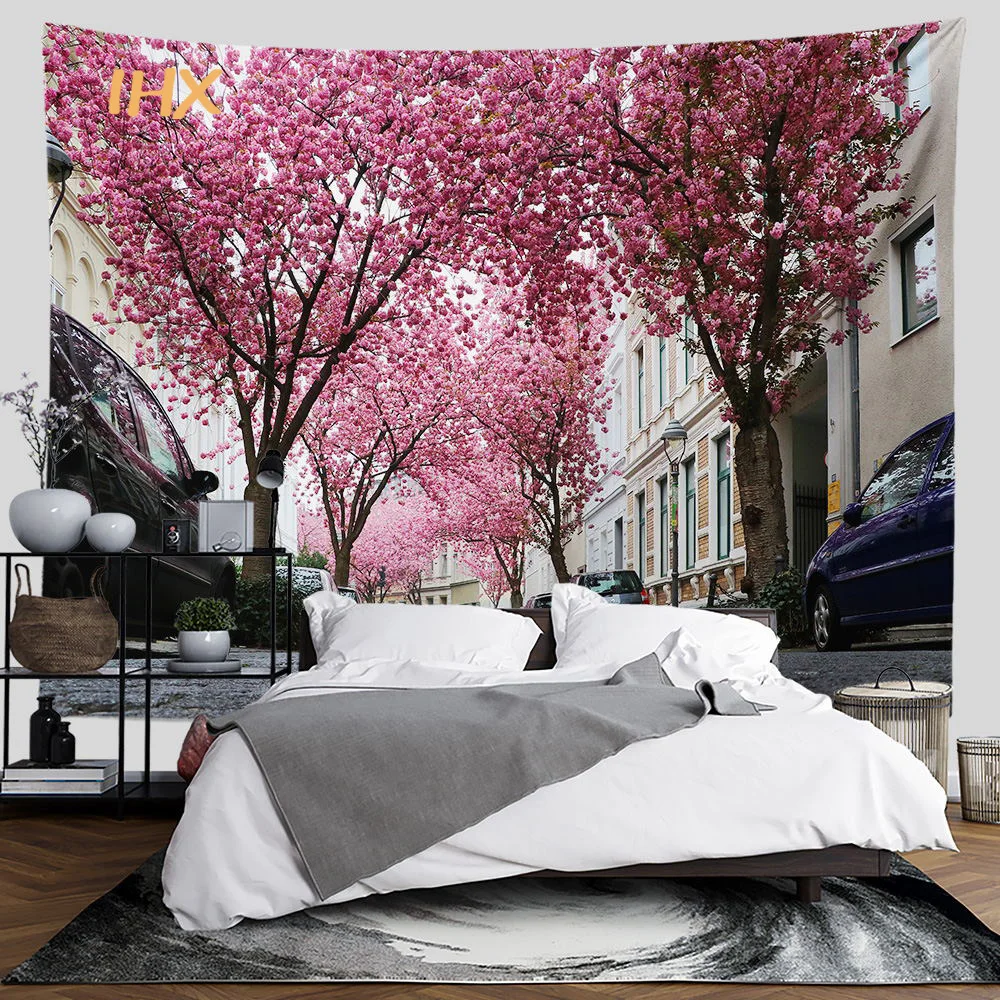 Sakura Tree Tapestry Wall Hanging Room Decor Natural Landscape  Mountain Forest Wall Tapestry Bedroom Home Decoration Aesthetics