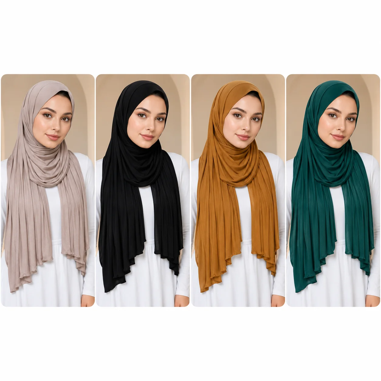 Weicher, fester Modal-Jersey-Hijab-Schal, dehnbarer, leichter, langer Kopftuch-Schal für muslimische Frauen, atmungsaktiv, einfarbig, für das tägliche Gebet – Detail 5