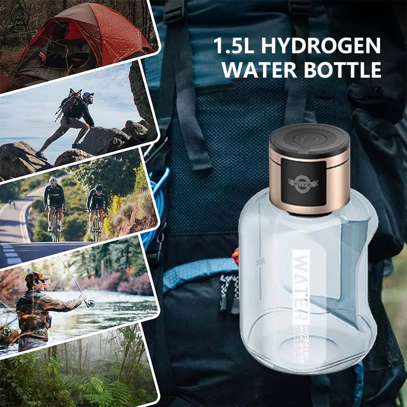 

Rechargeable Hydrogen Water Bottle Generator 1500ml Ionizer Machine Gym Fitness Sports Large Capacity Portable H2 Kettle Maker