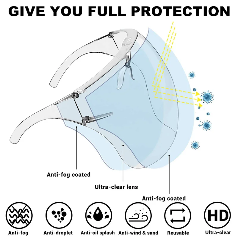 KANIU 1PCS 16X14 CM Nail Art Dust Mask High Definition Transparent Splash Protective Mask Goggles Nail Art Tool For Nail Teacher