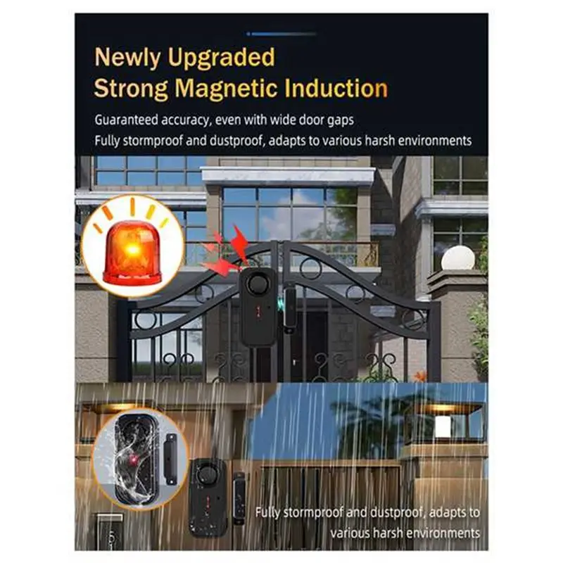 【NECESSITY】Wireless Outdoor Door Window Magnetic Alarm Sensor Waterproof Monitor Burglar Anti Theft Alarm Door Window Magnetic A